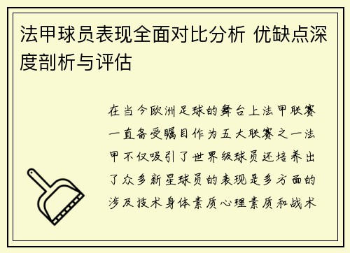 法甲球员表现全面对比分析 优缺点深度剖析与评估